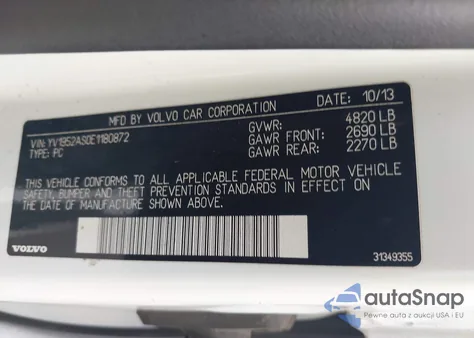 2014 Volvo S80 3.2/3.2 Platinum/3.2 Premier Plus из США, поврежденный, VIN YV1952AS0E1180872